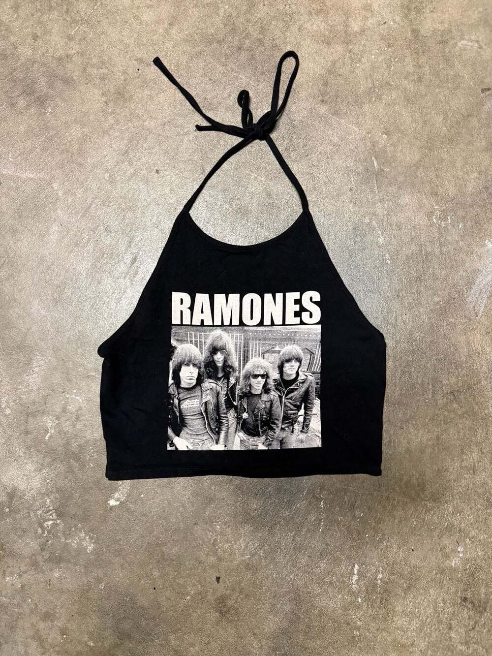 Supré Ramones Halter Top Size XL Black Punk Graphic Crop Tank